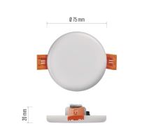 LED panel 75mm, kruhový zabudovateľný biely, 6W neut. biela, IP65 (3)
