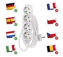 Prodlužovací kabel 3 m / 4 zásuvky / bílý / PVC / 1,5 mm2 (7)