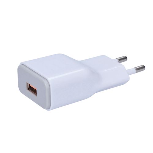 USB nabíjací adaptér, fast charge: 1x USB Qualcomm, 5V2A / 9V1.5A / 12v1, AC 230V, bielošedý DC51