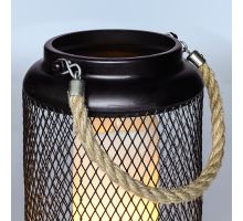 Solight kovový lampáš s LED sviečkou, teplá biela, 3xAA, čierna, 20cm (3)