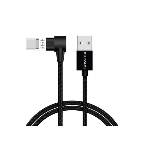 Kábel SWISSTEN USB/USB-C 1,2m čierny magnetický textilný
