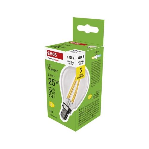 LED žárovka Filament Mini Globe / E14 / 1,8 W (25 W) / 250 lm / neutrální bílá
