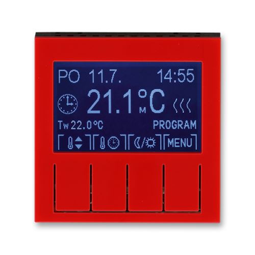 Termostat univerzální programovatelný, červená/kouřová černá, ABB Levit 3292H-A10301 65