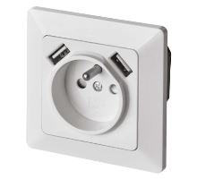 Zásuvka s USB 2,1A max., bílá