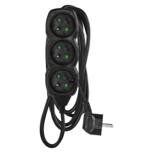 Prodlužovací kabel 3 zásuvky 3m, černý