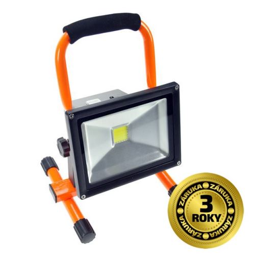 Solight LED reflektor 20W, prenosný, nabíjací, 1600L, oranžovo-čierny