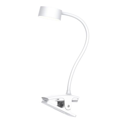 Solight LED stolná nabíjacia lampička, 2W, 210lm, 3CCT, biela, clip