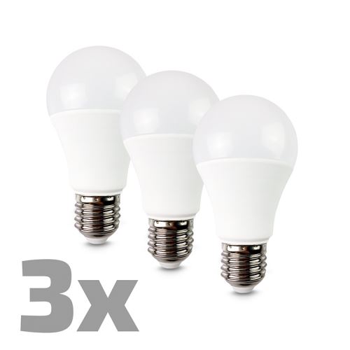 ECOLUX LED žiarovka 3-pack, klasický tvar, 10W, E27, 3000K, 270 °, 810lm, 3ks v balení