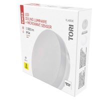 LED přisazené svítidlo TORI s pohyb. čidl., kr. 15W n.b., IP54