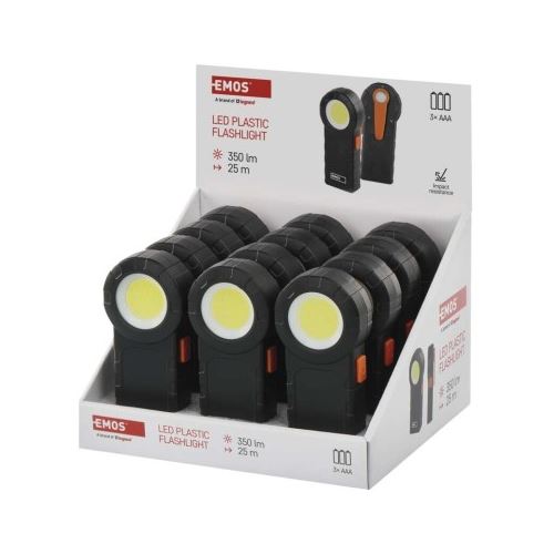 COB LED svítilna  plastová, 3× AAA