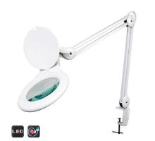 Stolná lupa s osvetlením LED, 5D, 2,25x, so svorkou, biela Stolná lupa s osvetlením LED, 5D, 2,25x, so svorkou, biela