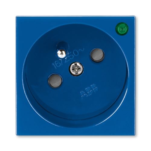 Zásuvka 45x45 s ochranným kolíkem, s clonkami, se signalizací provozního stavu, modrá, ABB Profil 45 5580N-C02357 M