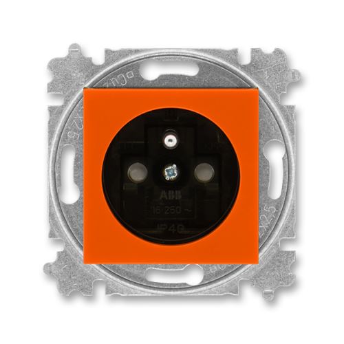 Zásuvka jednonásobná, s clonou, oranžová / dymová čierna, ABB Levit 5519H-A02357 66