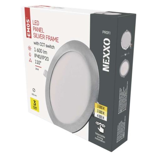 LED vstavané svietidlo NEXXO, kruhové, strieborné, 18W, so zmenou CCT