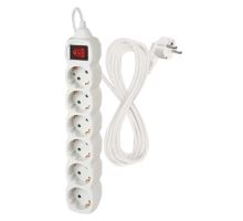 Prodlužovací kabel 5 m / 6 zásuvek / s vypínačem / bílý / PVC / 1,5 mm2 (1)