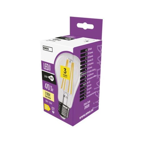 LED žárovka Filament A60 3,4W E27 teplá bílá