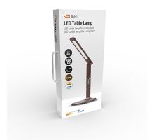 Solight LED stolní lampička s displayem, 9W, volba teploty světla, kůže, hnědá (8)