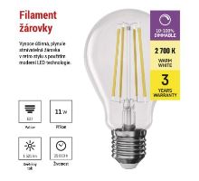 LED žárovka Filament A60 / E27 / 11W (100W) / 1521 lm / teplá bílá (3)
