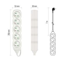Prodlužovací kabel – 5 zásuvek, 7m, bílý (11)