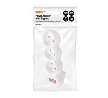 Solight rozbočka s podperou, 3 x 10A, biela, vypínač (5)