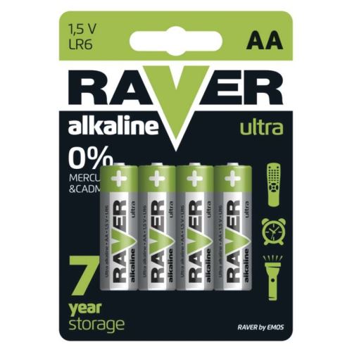 Alkalická batéria RAVER LR6 (AA), blister