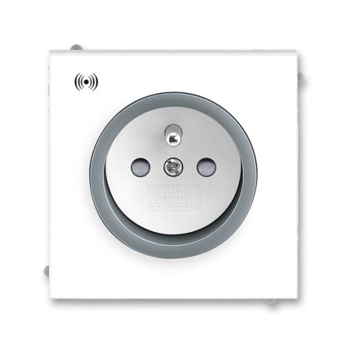 Zásuvka s přepěťovou ochranou s akustickou signalizací bílá/ledová šedá ABB 5589M-A02357 44