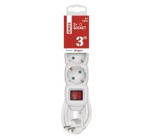 Prodlužovací kabel 3 m / 3 zásuvky / s vypínačem / bílý / PVC / 1,5 mm2 (3)