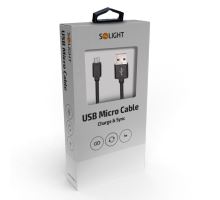 Solight USB kabel, USB 2.0 A konektor - USB B micro konektor, blistr, 1m (2)