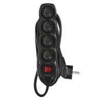 Prodlužovací kabel s vypínačem 4 zásuvky 5m, černý