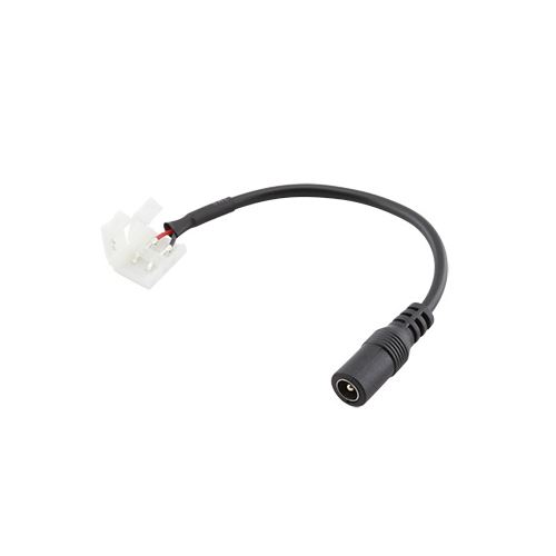 Napájací kábel pre LED pásik 10mm s konektormi, 2p + DC 2,1 x 5,5 mm zásuvka, 15cm