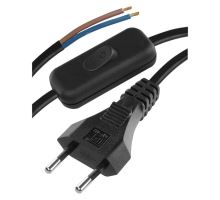 Flexo šňůra PVC 2x0,75 mm, 2 m černá s vypínačem