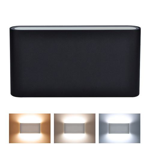 Solight LED venkovní nástěnné osvětlení Modena, 12W, 680lm, 120°, černá