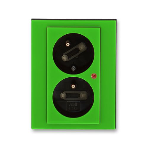 Zásuvka dvojnásobná s ochranou před přepětím, zelená/kouřová černá, ABB Levit 5593H-C02357 67