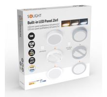 Solight LED mini panel kúpeľňový 2v1, 3CCT, podhľadový / prisadený, 18W, 1530lm, IP54, biela, okrúhly (12)