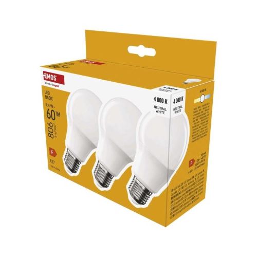 LED žárovka Basic A60 / E27 / 9,4 W (60 W) / 806 lm / neutrální bílá