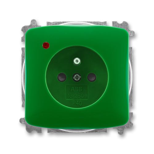 Zásuvka jednonásobná s prepäťovou ochranou s optickou signalizáciou, zelená, ABB Tango 5599-A02357 Z