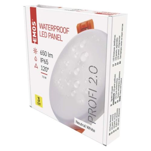 LED panel 100mm, kruhový vestavný bílý, 7.5W neut. bíla, IP65