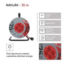 PVC prodlužovací kabel na bubnu - 4 zásuvky 25m (P19425) (6)