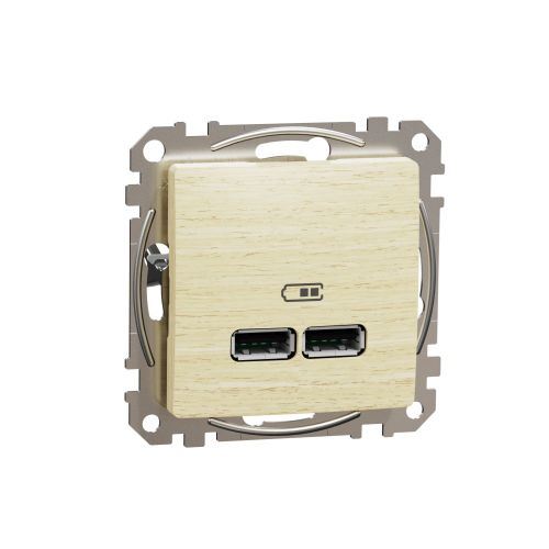 Sedna Elements zásuvka nabíjací USB 2-násobná (A + A) 2,1 A breza
