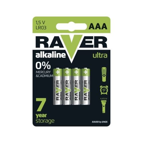 Alkalická batéria RAVER LR03 (AAA), blister
