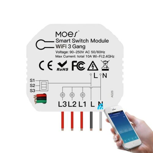 Smart ovládač osvetlenia MOES Switch Module MS-104C Bluetooth WiFi Tuya