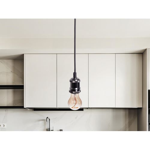 Objímka E27 / 1m / chrom / lesklá černá - BH622B
