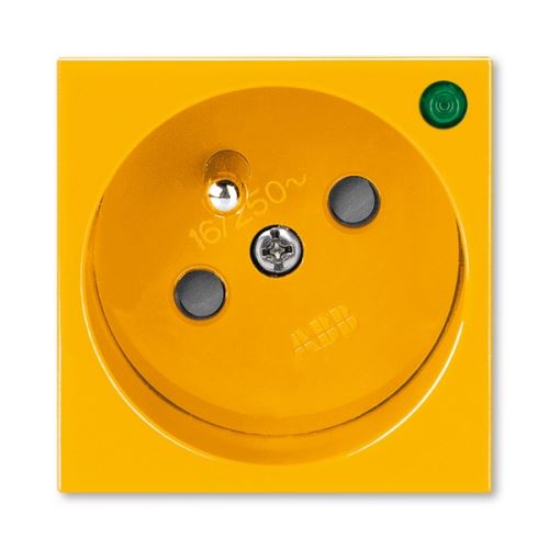 Zásuvka 45x45 s ochranným kolíkem, s clonkami, se signalizací provozního stavu, žlutá, ABB Profil 45 5580N-C02357 Y