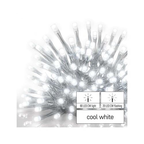 Štandard LED spojovacia reťaz blikajúca – cencúle, 2,5 m, vonkajšia, studená biela