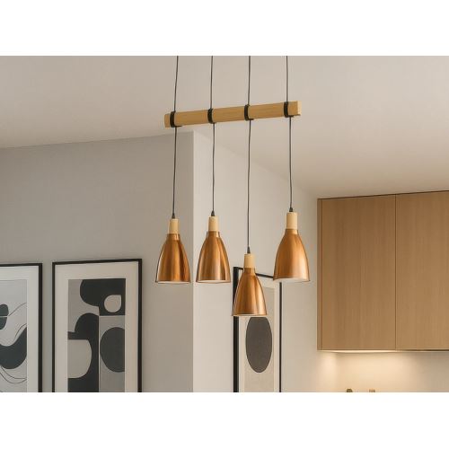 Závěsné měděné kovové svítidlo 4 x E27 - ME0413-4/B