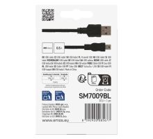USB kábel 2.0 A / M - mini B / M 2m čierny (5)