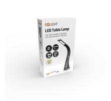 Solight LED stolná lampička s displayom, 6W, 4100K, koža, čierna (7)