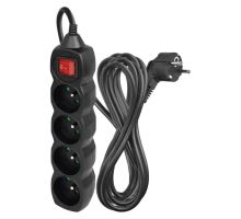 Prodlužovací kabel s vypínačem 4 zásuvky 5m, černý