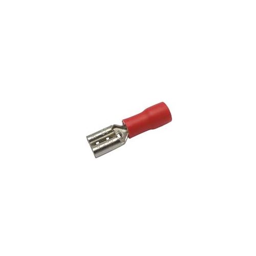 Zdířka faston 4.8mm, vodič 0.5-1.5mm červená