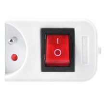 Solight prodlužovací přívod, 6 zásuvek, bílý, vypínač, 2m (1)
